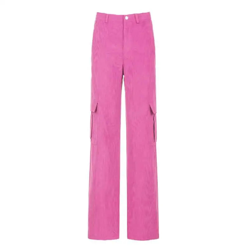 Big Pockets Wide Leg Trousers - Pink / S - Pants
