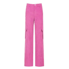 Big Pockets Wide Leg Trousers - Pink / S - Pants