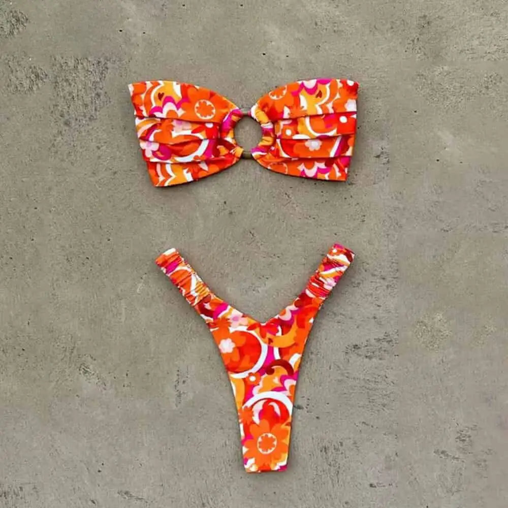 Bikini Set Push Up Top and Thong for Beach Style