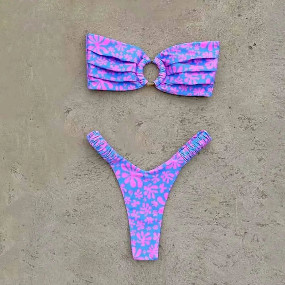 Bikini Set Push Up Top and Thong for Beach Style
