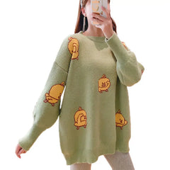 Bird Cartoon Loose Sweater