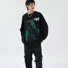 Black Air Butterfly Oversized Sweatshirt