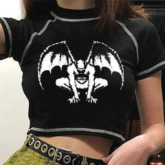 Black and Green Gothic Demon Crop-Top