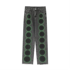 Black And Neon Dots Baggy Jeans