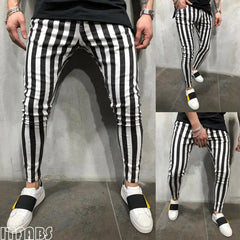Black and White Chess Pattern Slim Pants