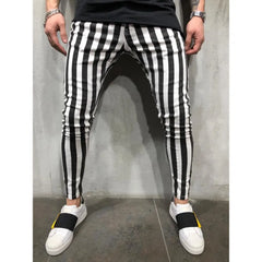 Black and White Chess Pattern Slim Pants black / S