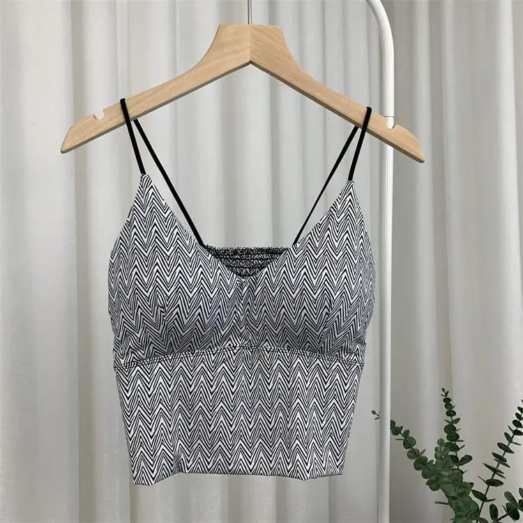 Black And White Crop Top - Wavy / S