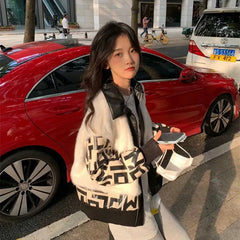 Black and White Furry PU Vegan Jacket for Women