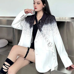 Black and white gothic blazer with simple buttons