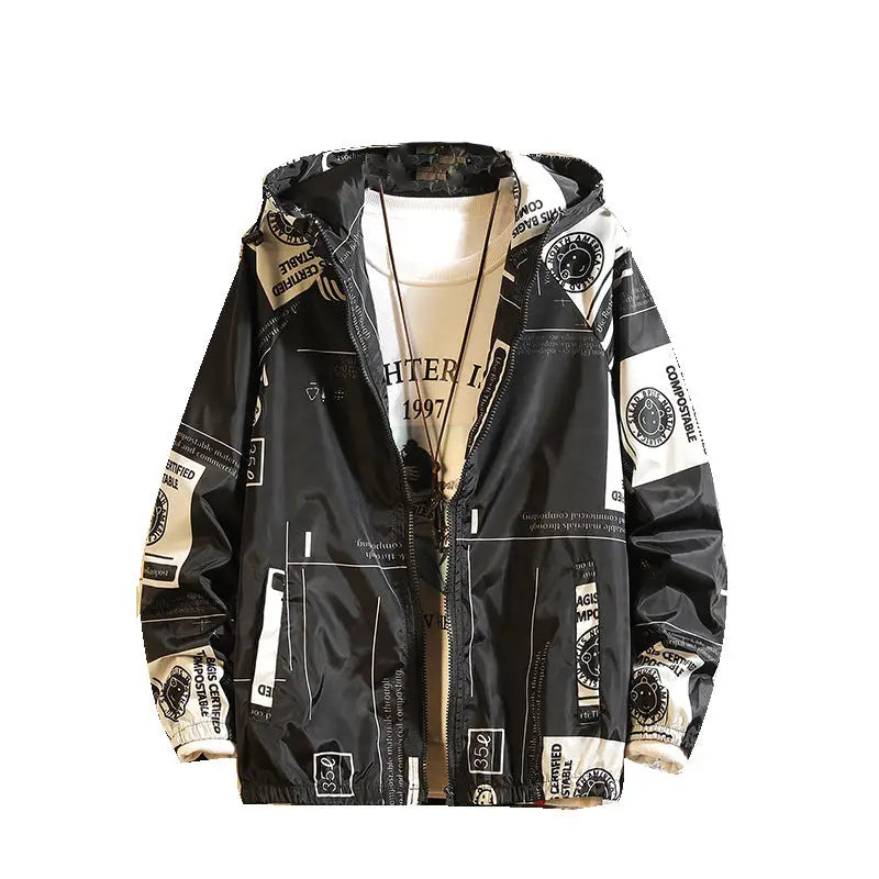 Black and White Jacket with Breathable Warmth Cotton / S