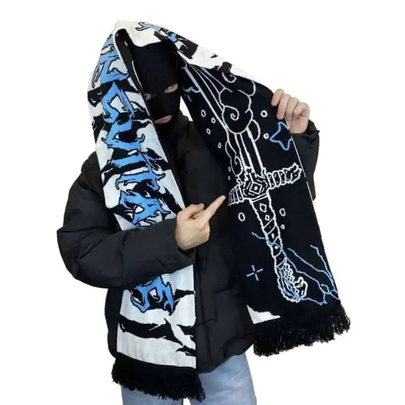 Black and White Knitted Scarf for Winter Wear