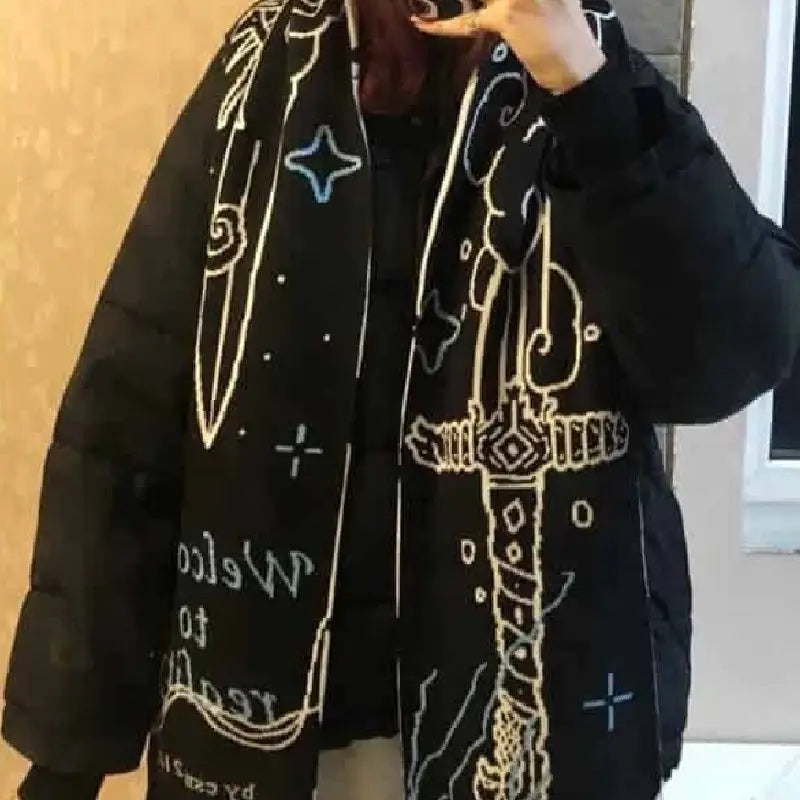 Black and White Knitted Scarf for Winter Wear