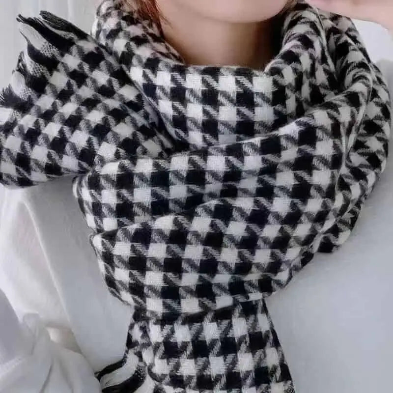 Black And White Knitted Scarf