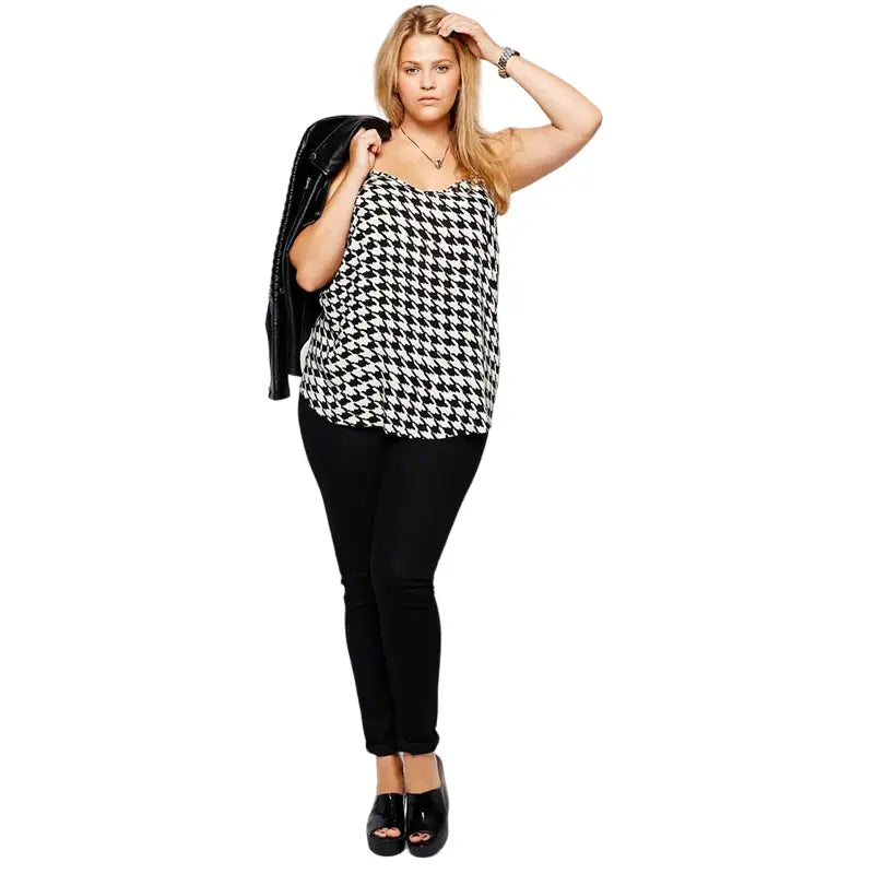 Black And White Loose Camisole - 3XL
