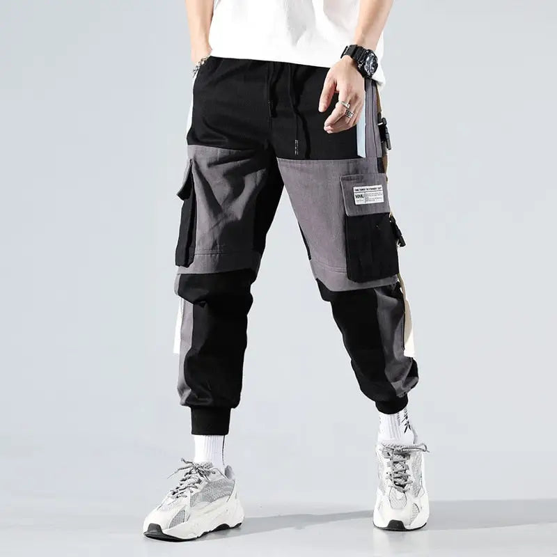 Black and White Loose Cargo Pants - & Grey / S
