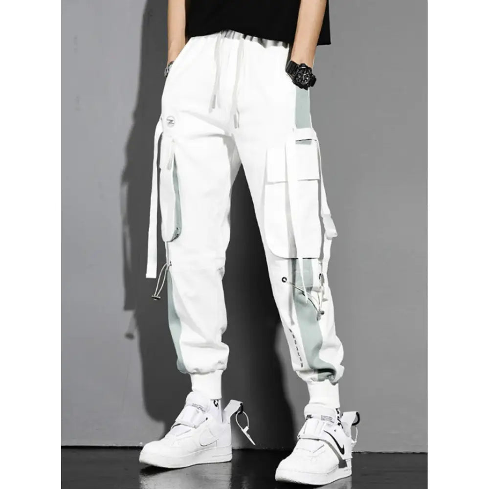 Black and White Loose Cargo Pants - S