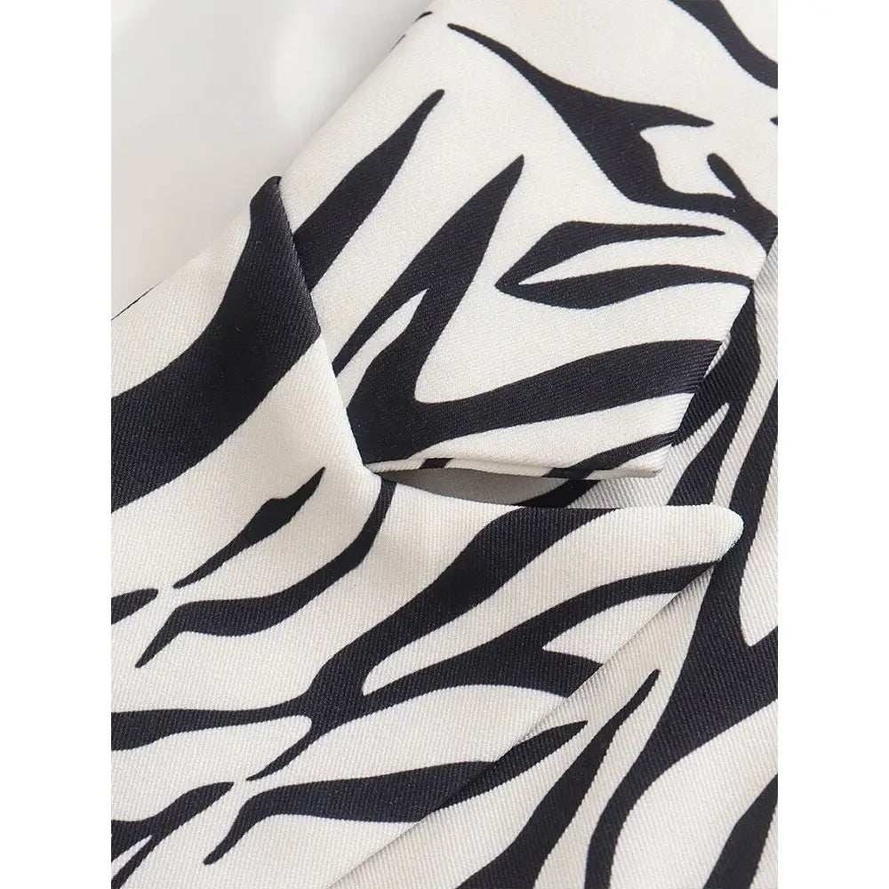 Black and White pattern Rollable Three-quarter Sleeve Blazer