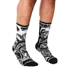 Black And White Squid Tentacles Socks - One Size