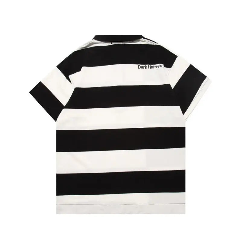 Black and White Striped Polo Shirt for Men