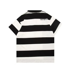 Black and White Striped Polo Shirt for Men