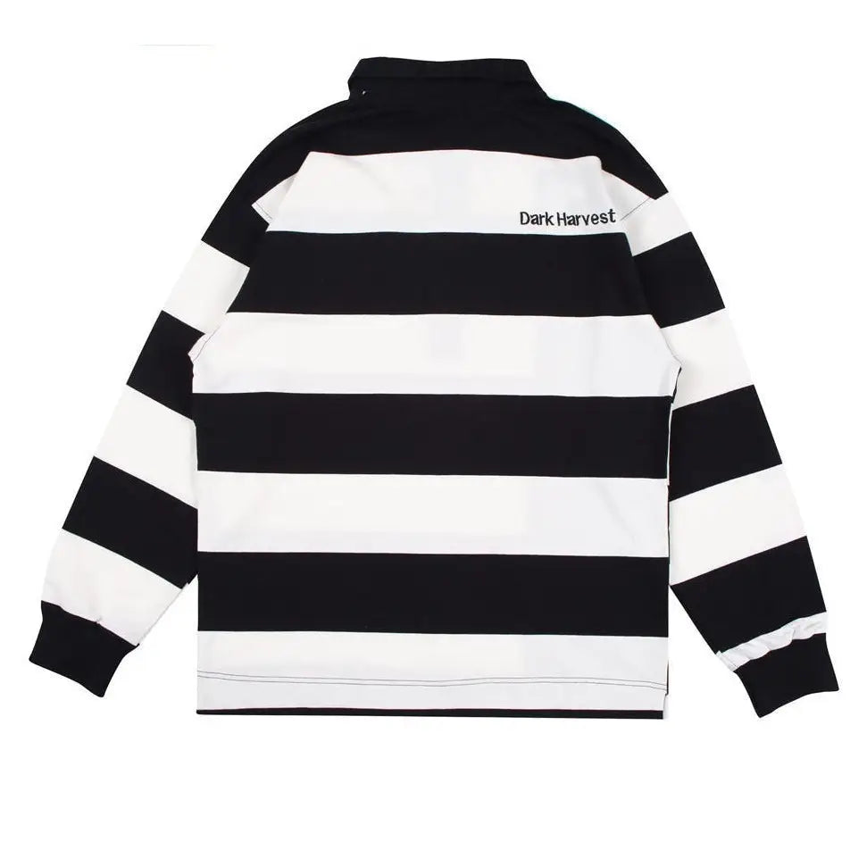 Black and White Striped Polo Shirt for Men