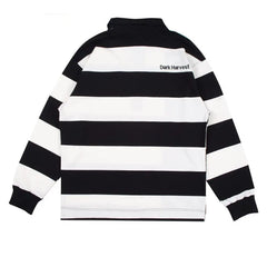 Black and White Striped Polo Shirt for Men