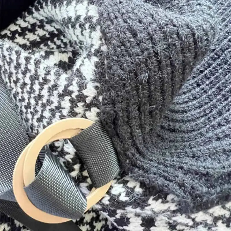 Black and White Two-Piece Plaid Knitted Sweater