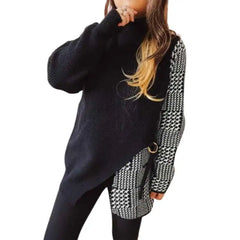 Black and White Two-Piece Plaid Knitted Sweater