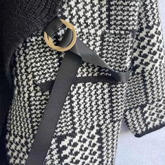 Black and White Two-Piece Plaid Knitted Sweater