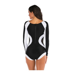 Black and White with Mesh One-piece Swimwear