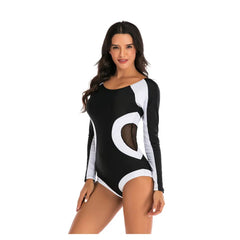 Black and White with Mesh One-piece Swimwear