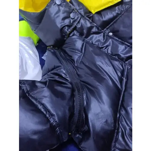 Black and Yellow Padded Loose Detachable Sleeves Hooded Coat