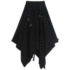 Black Asymmetric Gothic Long Skirt