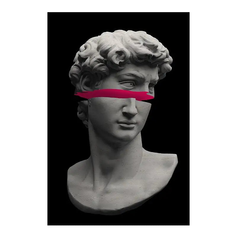 Black Background Vaporwave Sculpture of David Canvas Art