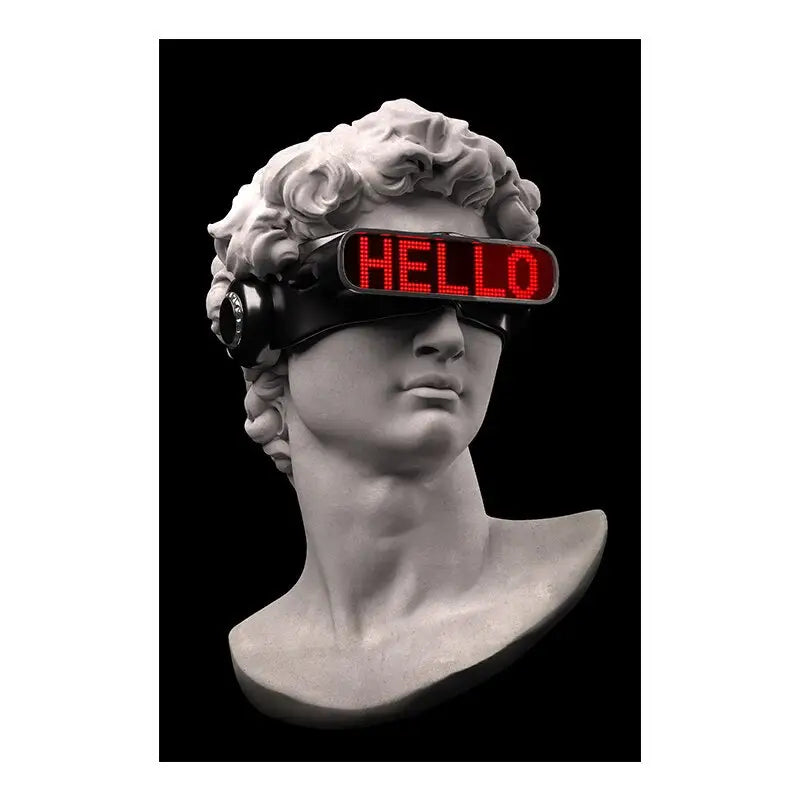 Black Background Vaporwave Sculpture of David Canvas Art