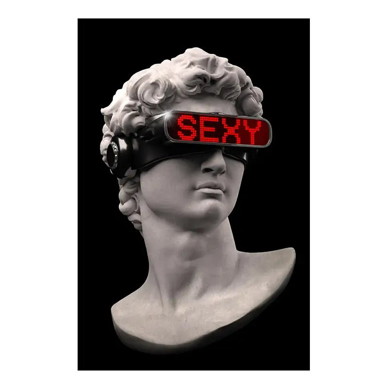 Black Background Vaporwave Sculpture of David Canvas Art