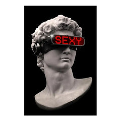 Black Background Vaporwave Sculpture of David Canvas Art