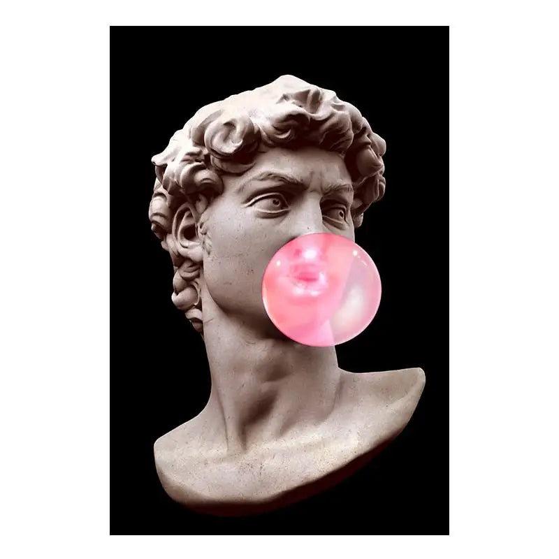 Black Background Vaporwave Sculpture of David Canvas Art