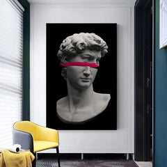 Black Background Vaporwave Sculpture of David Canvas