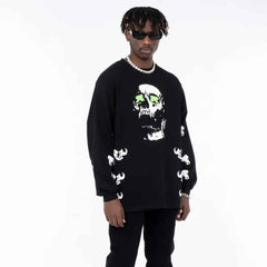 Black Bones Skull Overzise Sweatshirt