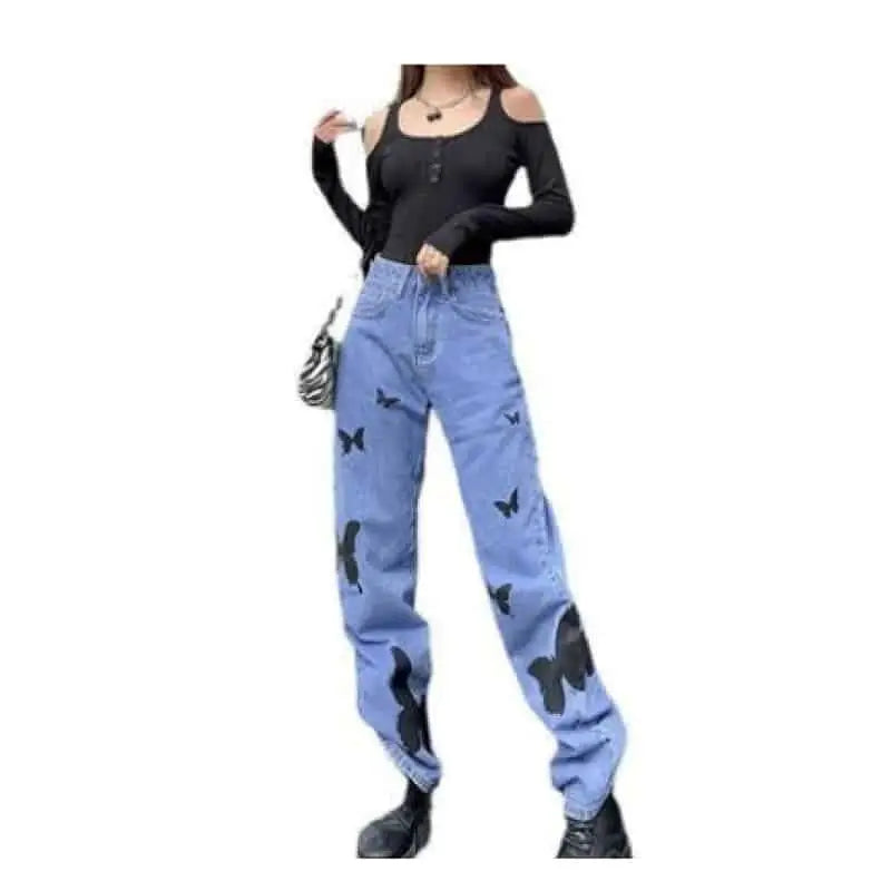 Black Butterflies Jeans - Pants