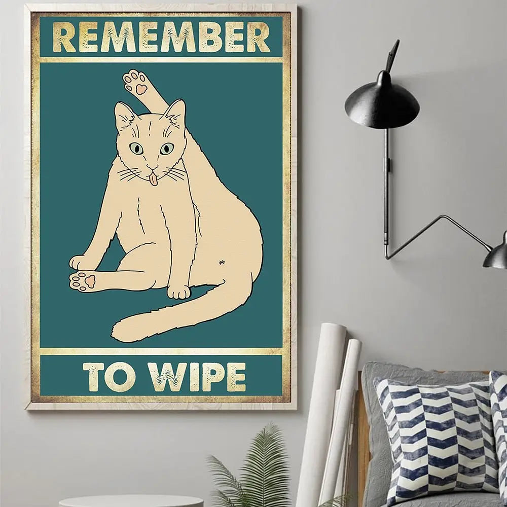 Black Cat Poster Your Butt Napkins Canvas