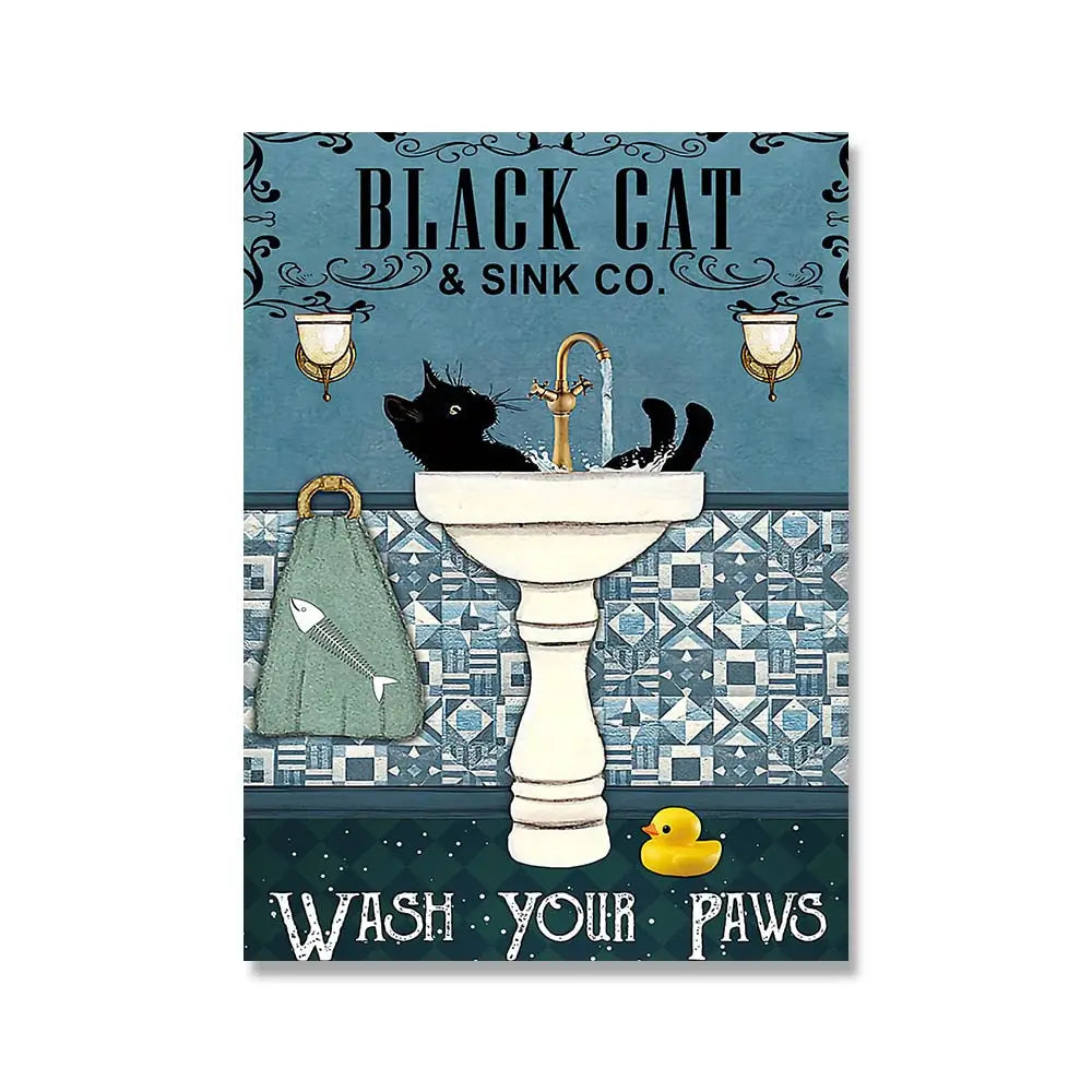 Black Cat Poster Your Butt Napkins Canvas