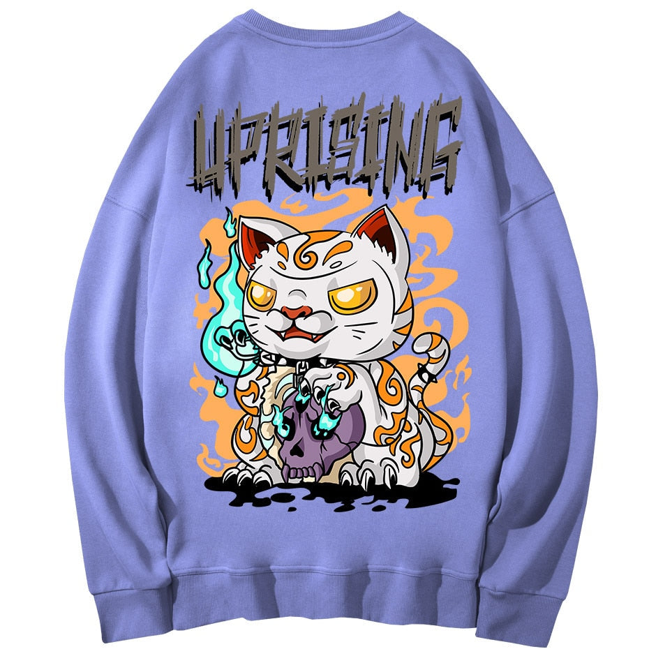 Black Cat Satanic Uprising Goth Sweatshirt - Sweatshirts