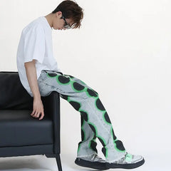 Black Denim Neon Dots Baggy Jeans