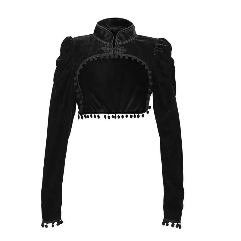 Black Embroidery Cropped - S - Shirts