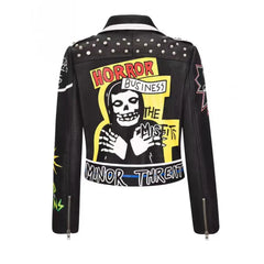 Black Flag Graffiti Motorcycle PU Leather Jacket