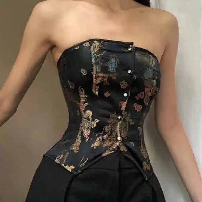Black Floral Corset Shapewear for Hourglass Figure