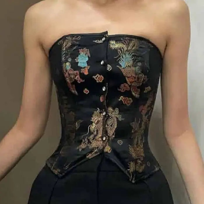 Black Floral Corset Shapewear for Hourglass Figure