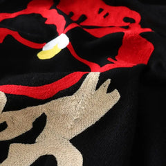 Black Floral Embroidery Sweater for Women